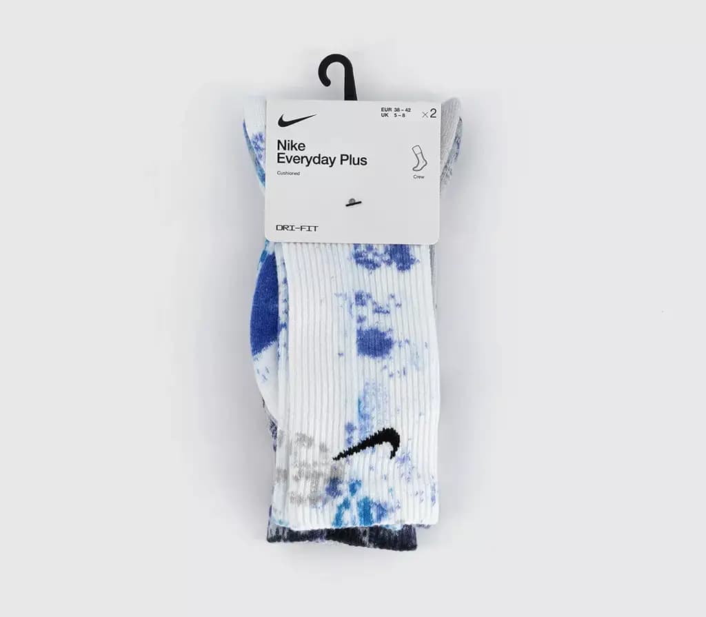 NIKE NIKE EVERYDAY CUSHIONED CREW COLOUR SPLASH 2pck - LT SMOKE GREY GAME ROYAL PHOTO BLUE/DP ROYAL BLUE — (fj0747-900)