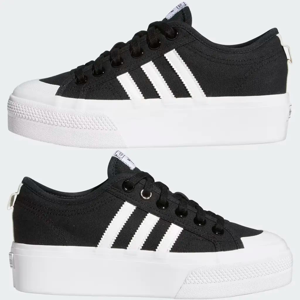 ADIDAS ORIGINALS NIZZA PLATFORM - CORE BLACK/WHITE — (fv5321)