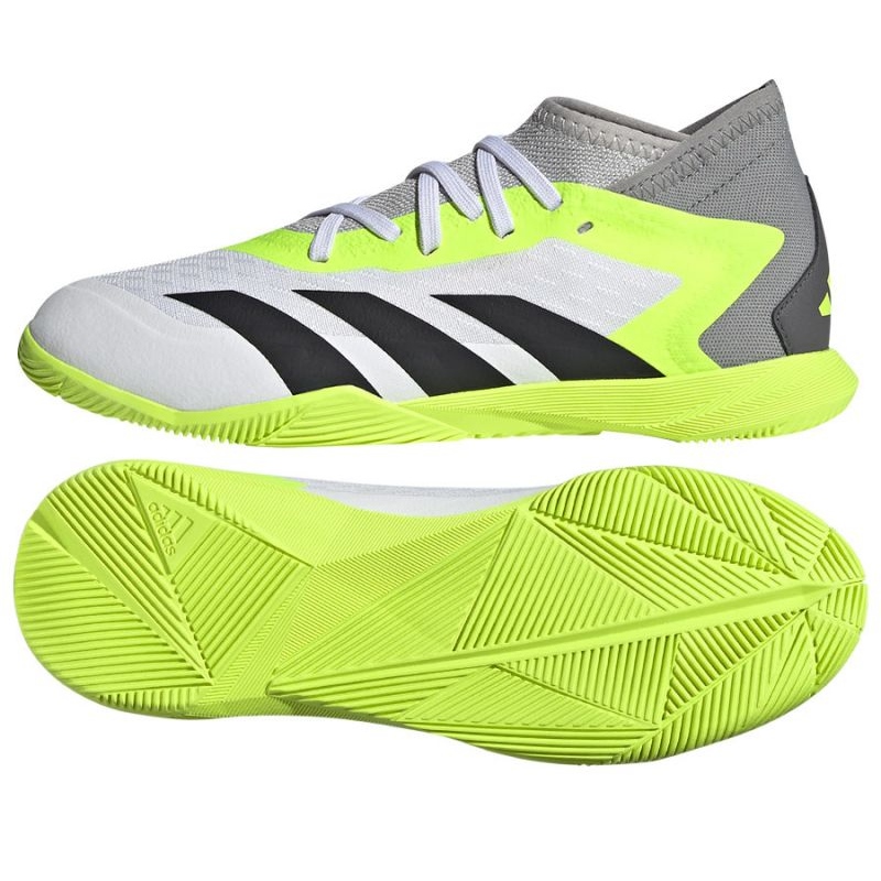 ADIDAS PREDATOR ACCURACY.3 INDOOR FOOTBALL BOOTS  JUNIOR - CLOUD WHITE/CORE BLACK/LUCID LEMON
