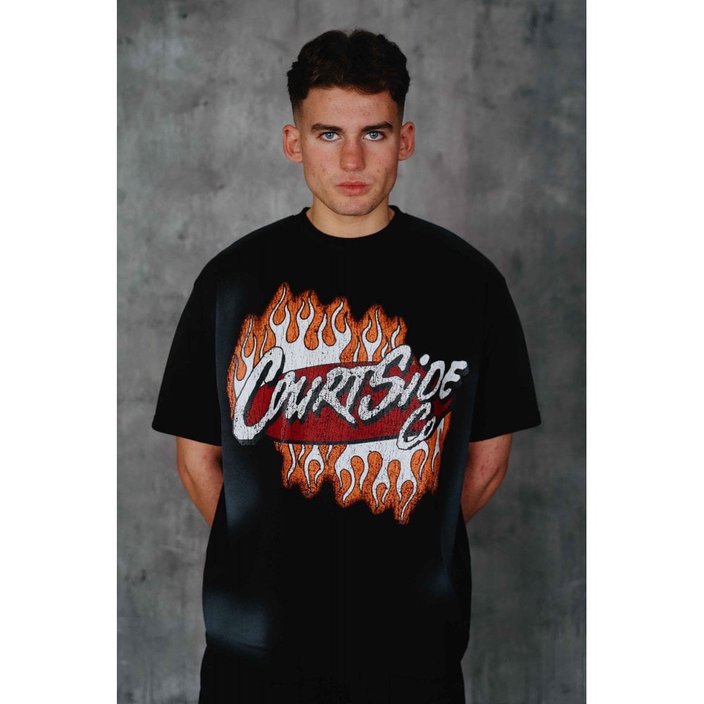 COURTSIDE MACKEY RELAXED TEE - BLACK WASH