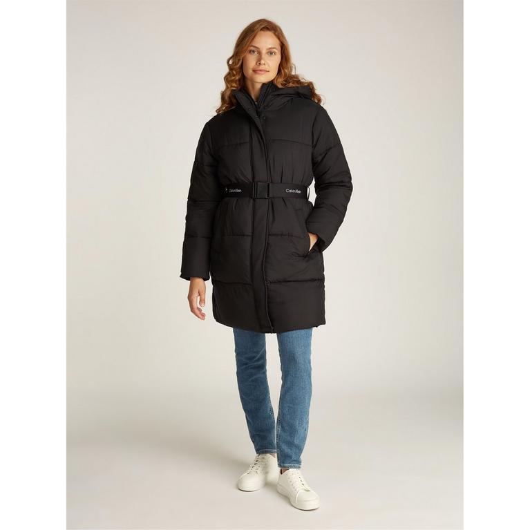 CALVIN KLEIN JEANS W LOGO BELT SHORT PUFFER - CK BLACK