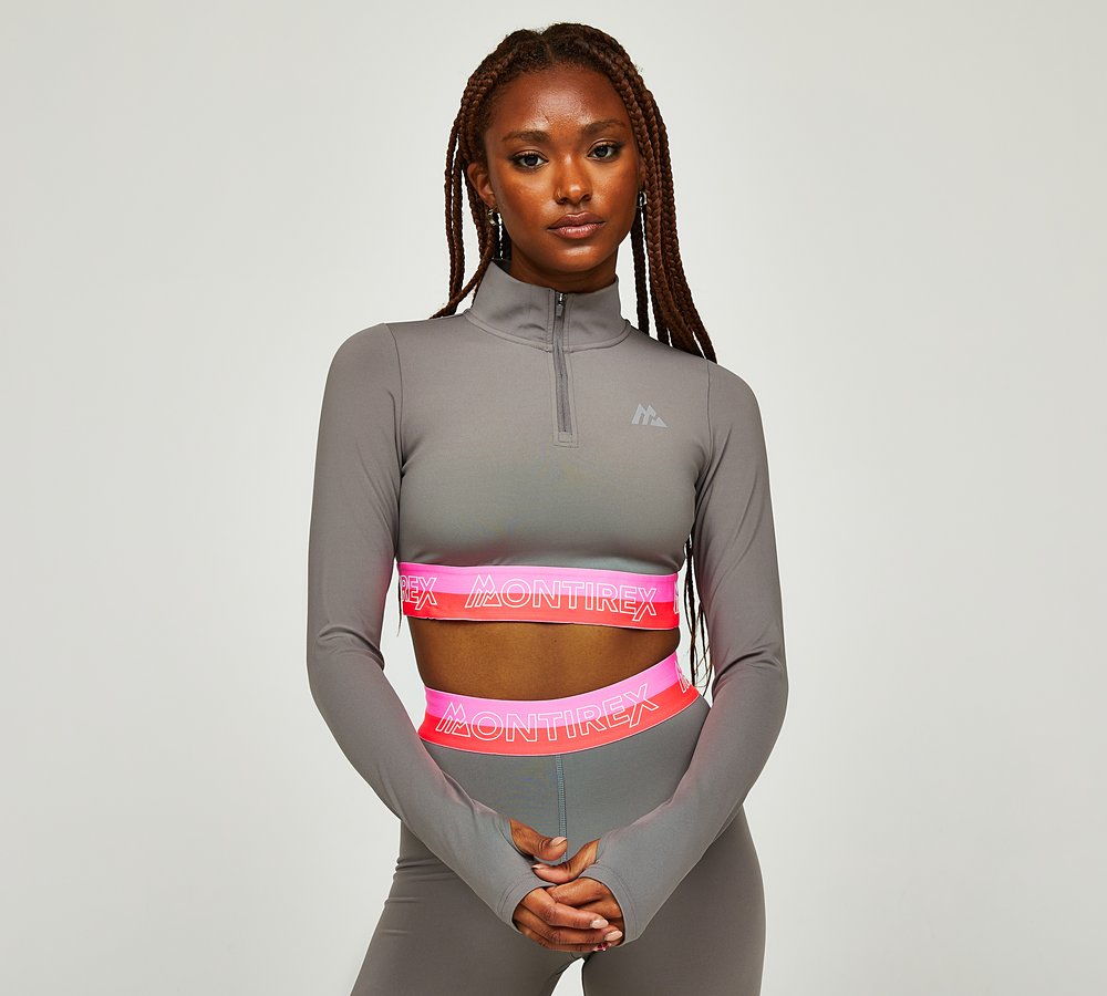 MONTIREX ICON CONTRAST CROP 2.0 1/4 ZIP - WINTER SKY/FUCHSIA/SHOCKING PINK
