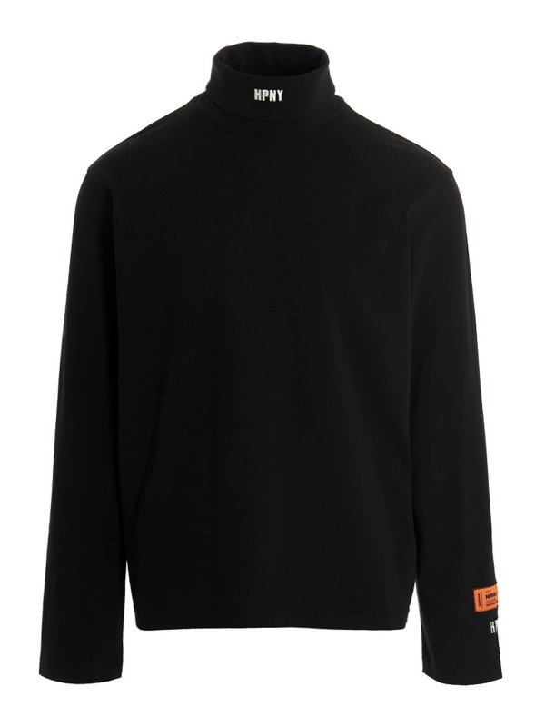 HERON PRESTON HPNY EMB ROLLNECK - BLACK WHITE