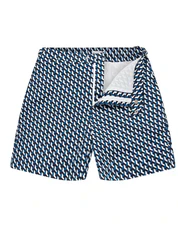 BELIER ILLUSION PRINT SWIM SHORT - BLUE MONO