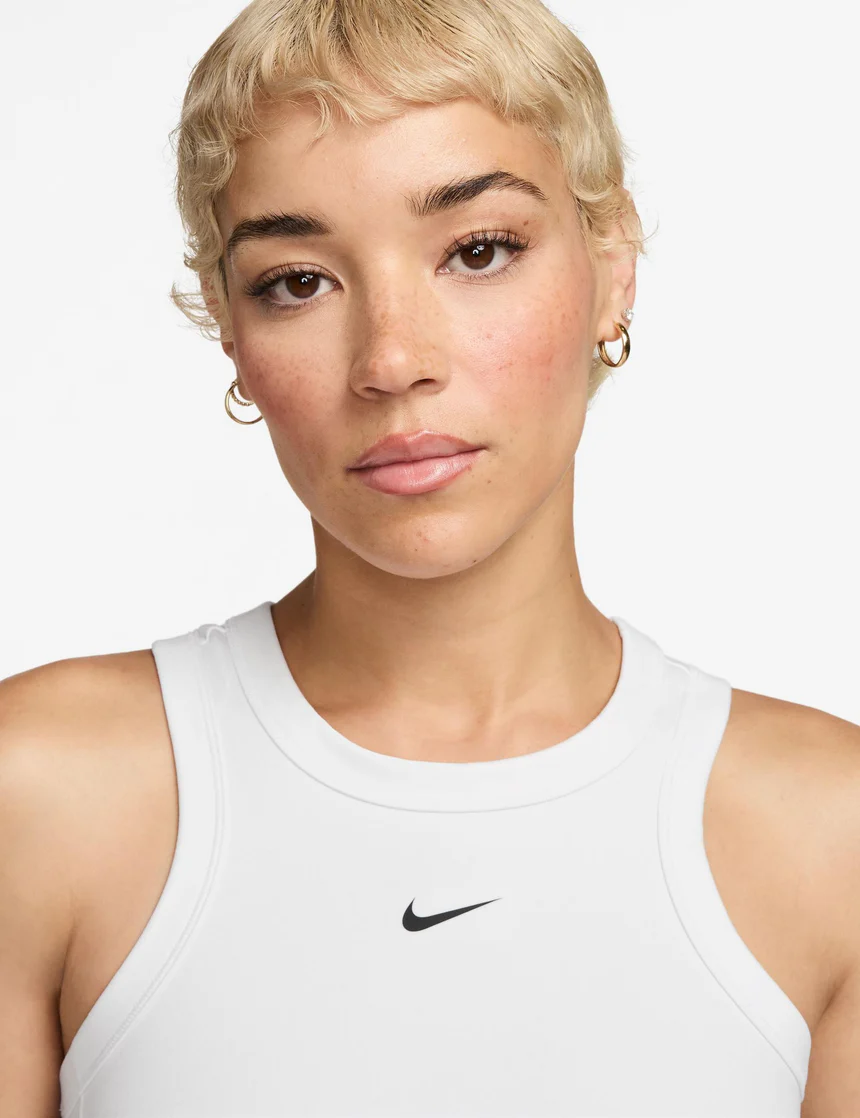 NIKE W NK ONE DF CRP TANK - WHITE/BLACK